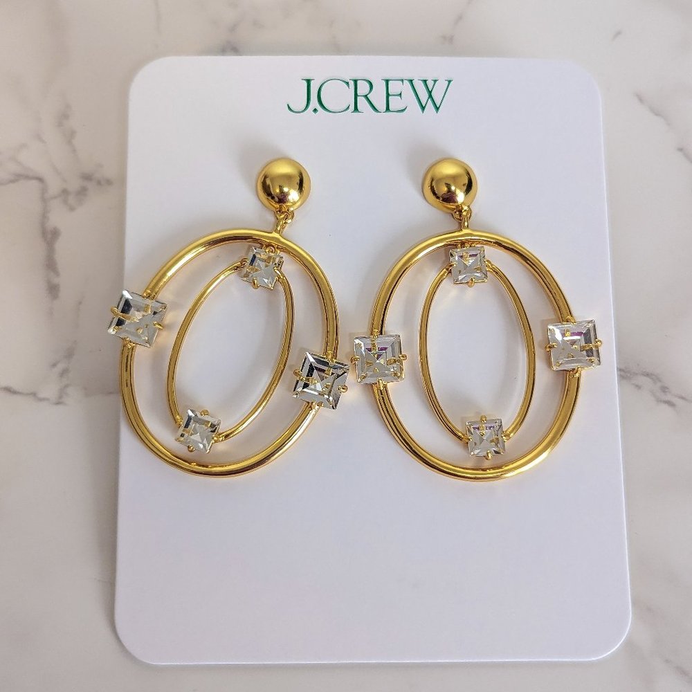 J.Crew Layered Oval Hoops with Crystals
